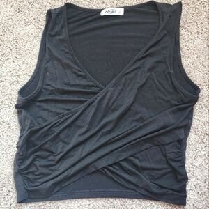 Black Sleeveless Wrap Top